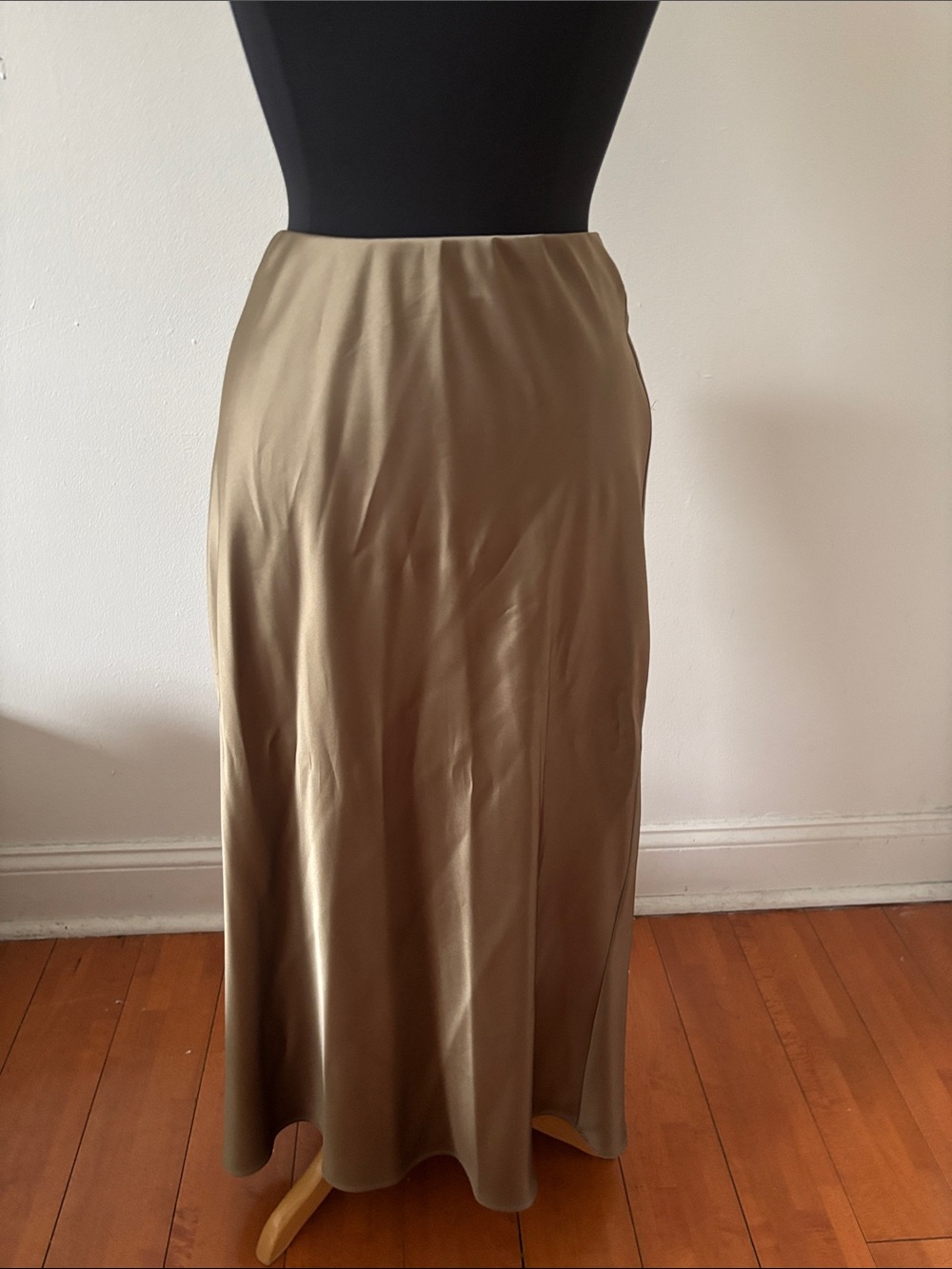 Zara Olive Green Satin Maxi Skirt